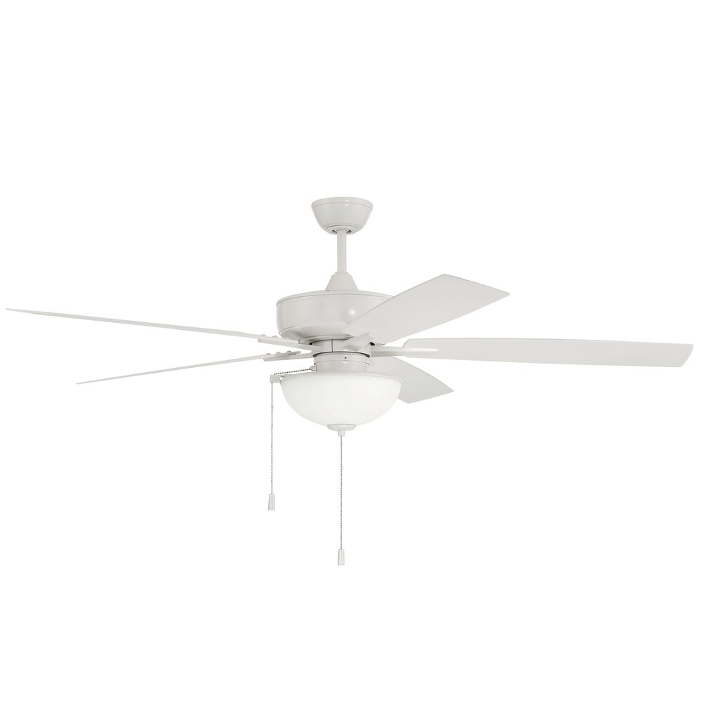 Craftmade 60" Outdoor Super Pro Fan With Bowl Light Kit And Blades In White And Frost White Glass
