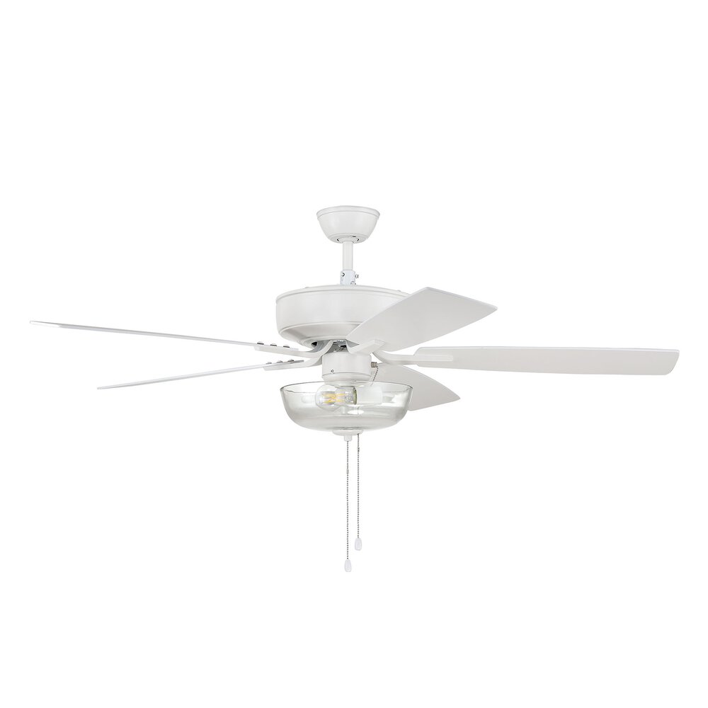Craftmade 52" Pro Plus Fan With Light Kit And Blades In White And Clear Glass