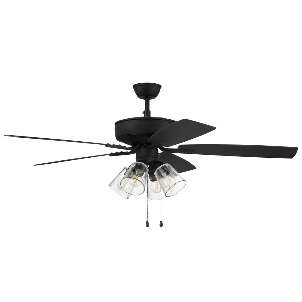 Craftmade 52" Pro Plus Fan With 4 Light Kit With Clear Glass And Blades In Espresso