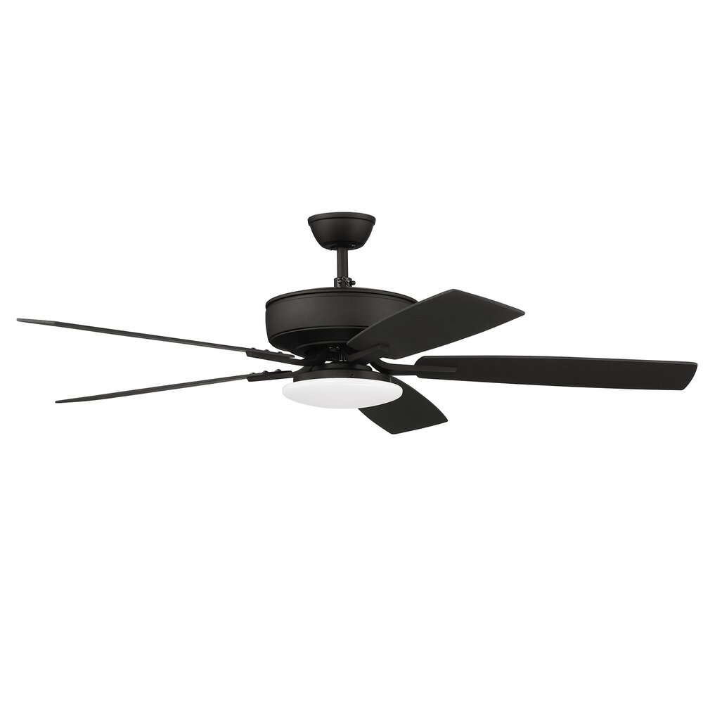 Craftmade 52" Pro Plus Fan With Low Profle Light Kit And Blades In Espresso And Frost White Acrylic Fixture