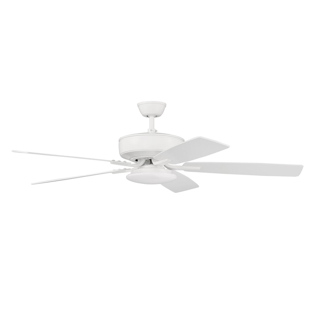 Craftmade 52" Pro Plus Fan With Low Profile Light Kit And Blades In White And Frost White Acrylic Fixture