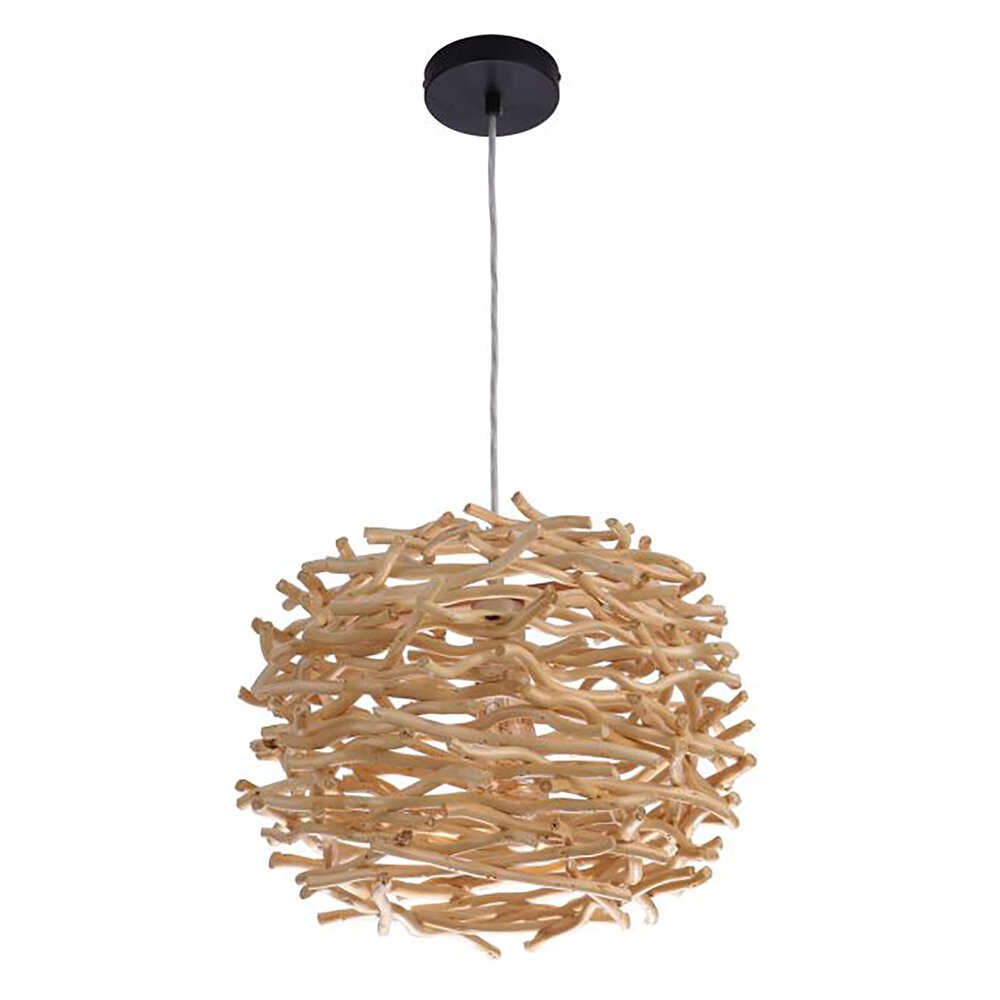 Craftmade 1 Light Pendant with Natural Wood Woven Orb