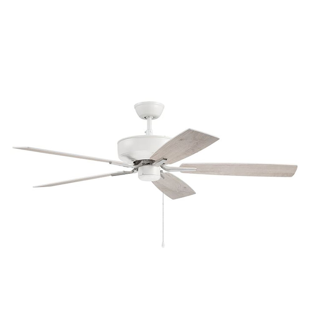 Craftmade 52" Pro Plus Ceiling Fan With Blades And Bowl Universal Light Kit In White / Polished Nickel