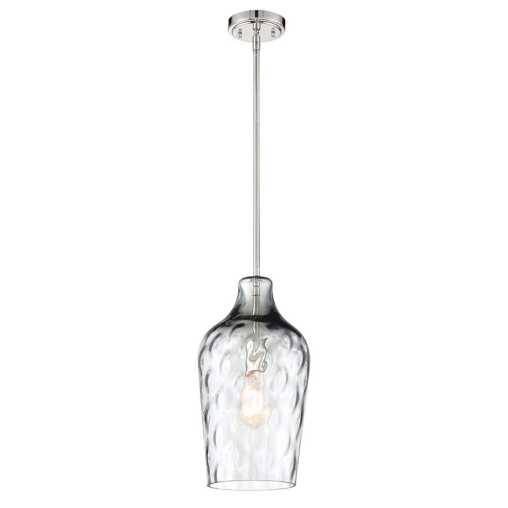Craftmade 1 Light Pendant In Brushed Polished Nickel And Hammered Glass