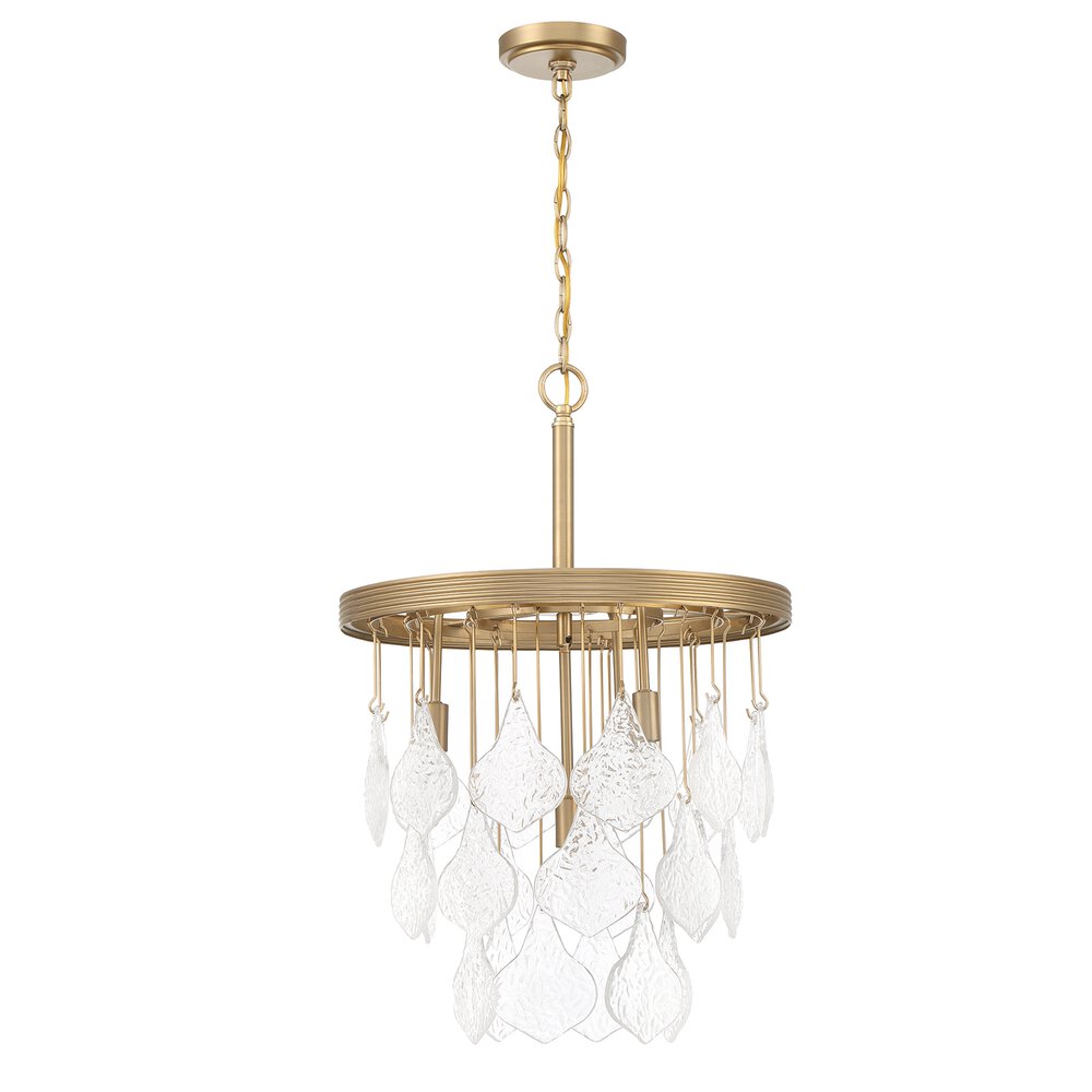 Craftmade 4 Light Pendant In Satin Brass And Clear Glass
