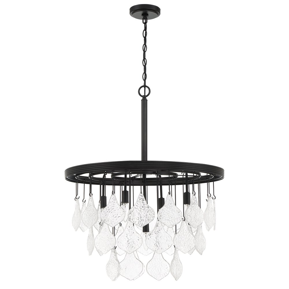 Craftmade 5 Light Pendant In Flat Black And Clear Glass