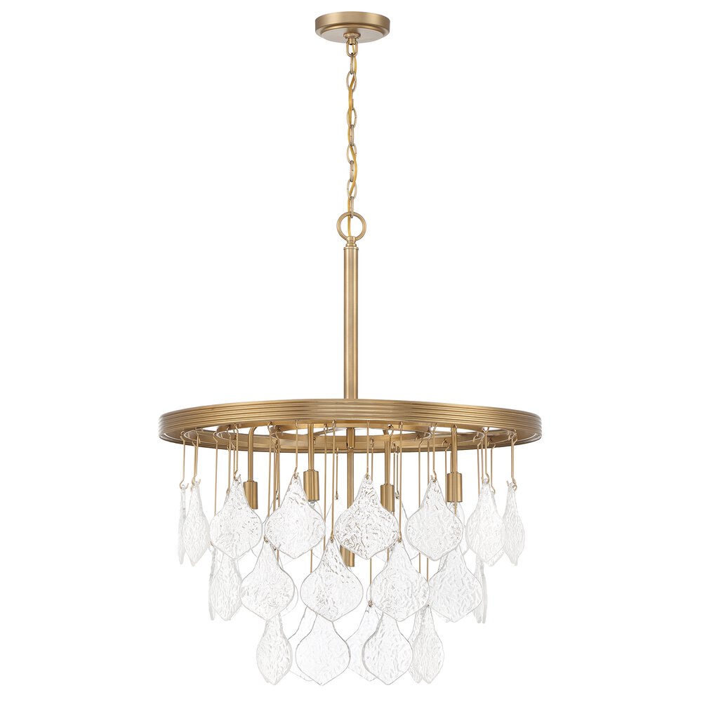 Craftmade 5 Light Pendant In Satin Brass And Clear Glass