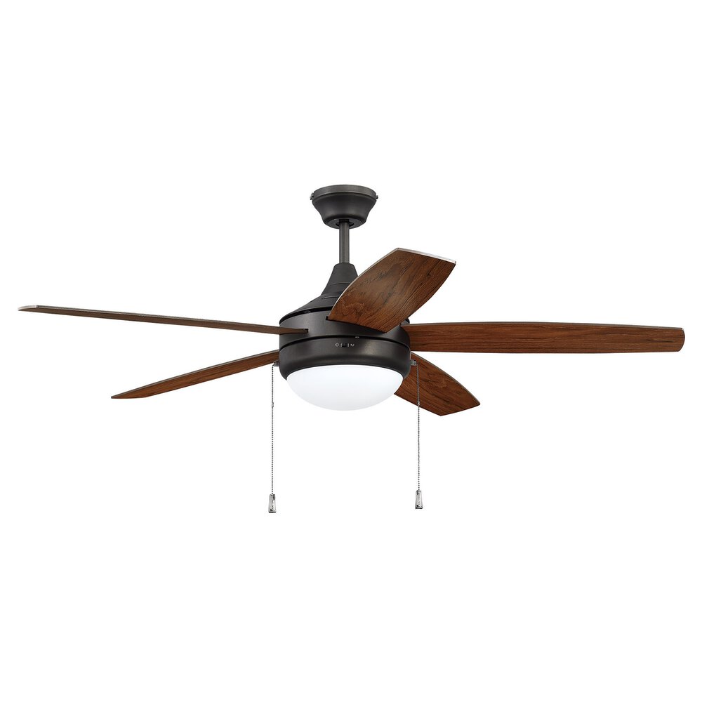 Craftmade 52" Ceiling Fan With Blades And Light Kit In Espresso And Frost White Acrylic Fixture