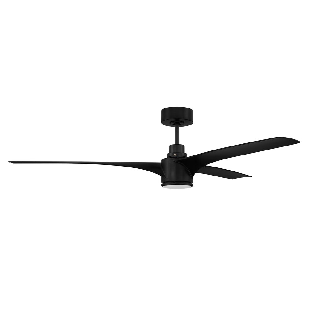 Craftmade 60" Ceiling Fan With Blades Inlcuded And Light Kit Included In Flat Black And Frost White Acrylic Fixture