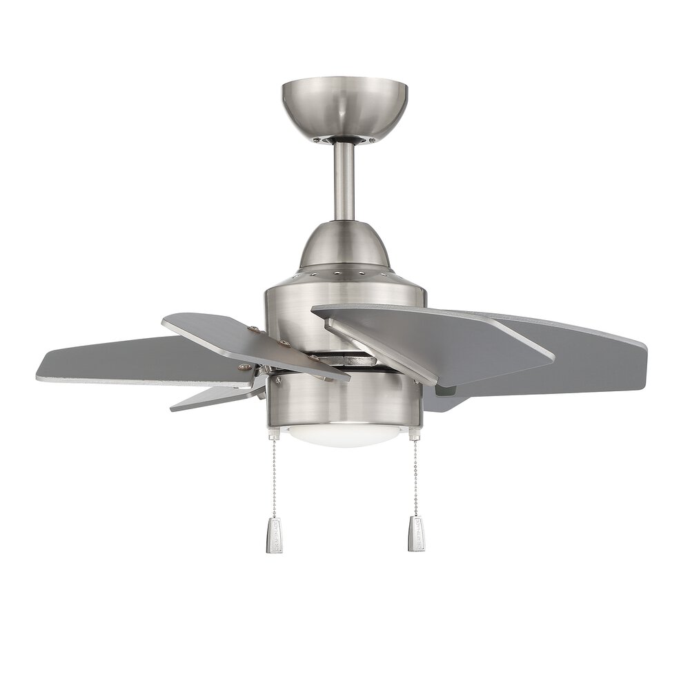 Craftmade 24" Ceiling Fan With Blades And Light Kit In Brushed Polished Nickel And Frost White Glass