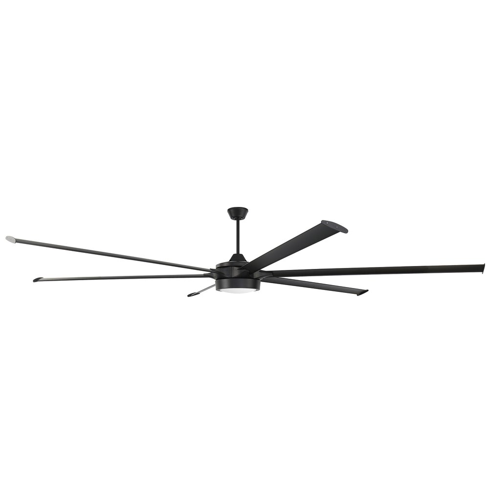 Craftmade 102" Indoor/Outdoor Fan With Blade Light Kit Included In Flat Black And Frost White Glass