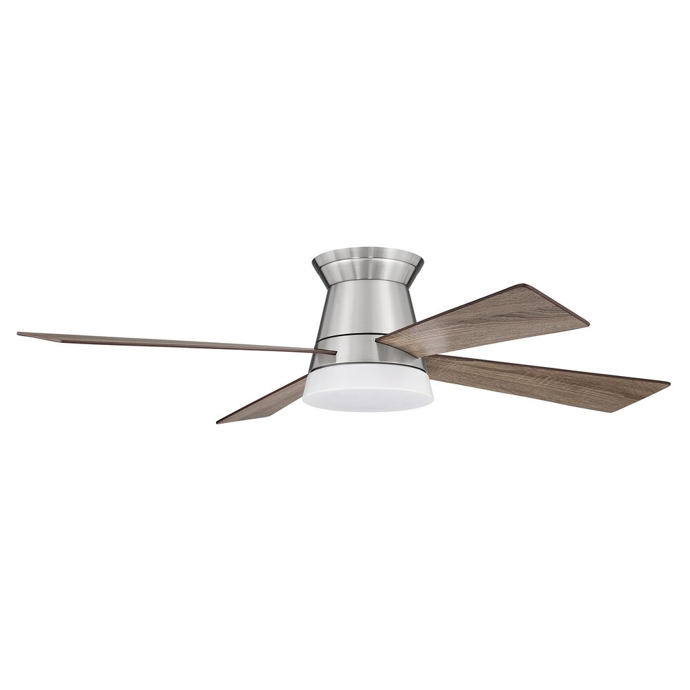 Craftmade 52" Indoor Flushmount Fan With Blades Included In Brushed Polished Nickel And Frost White Glass