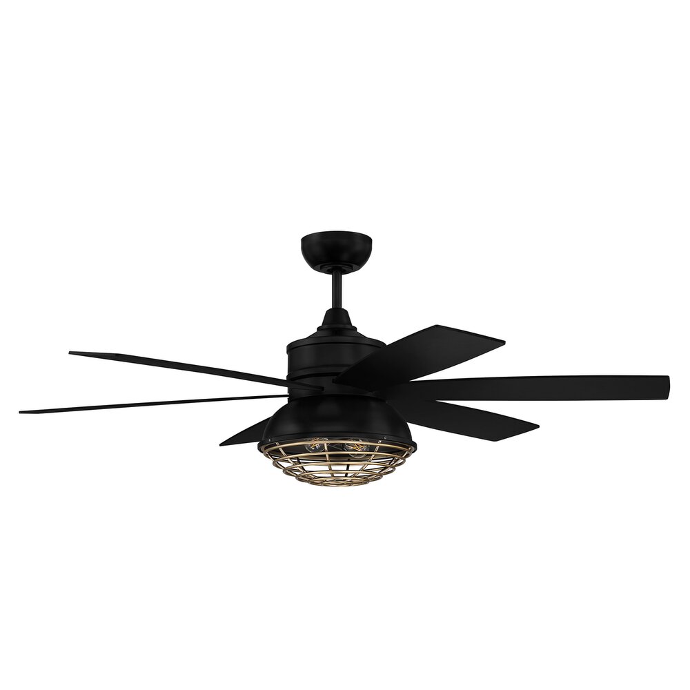 Craftmade 52" Ceiling Fan with Wifi Control and Integrated Light Kit In Flat Black/Satin Brass