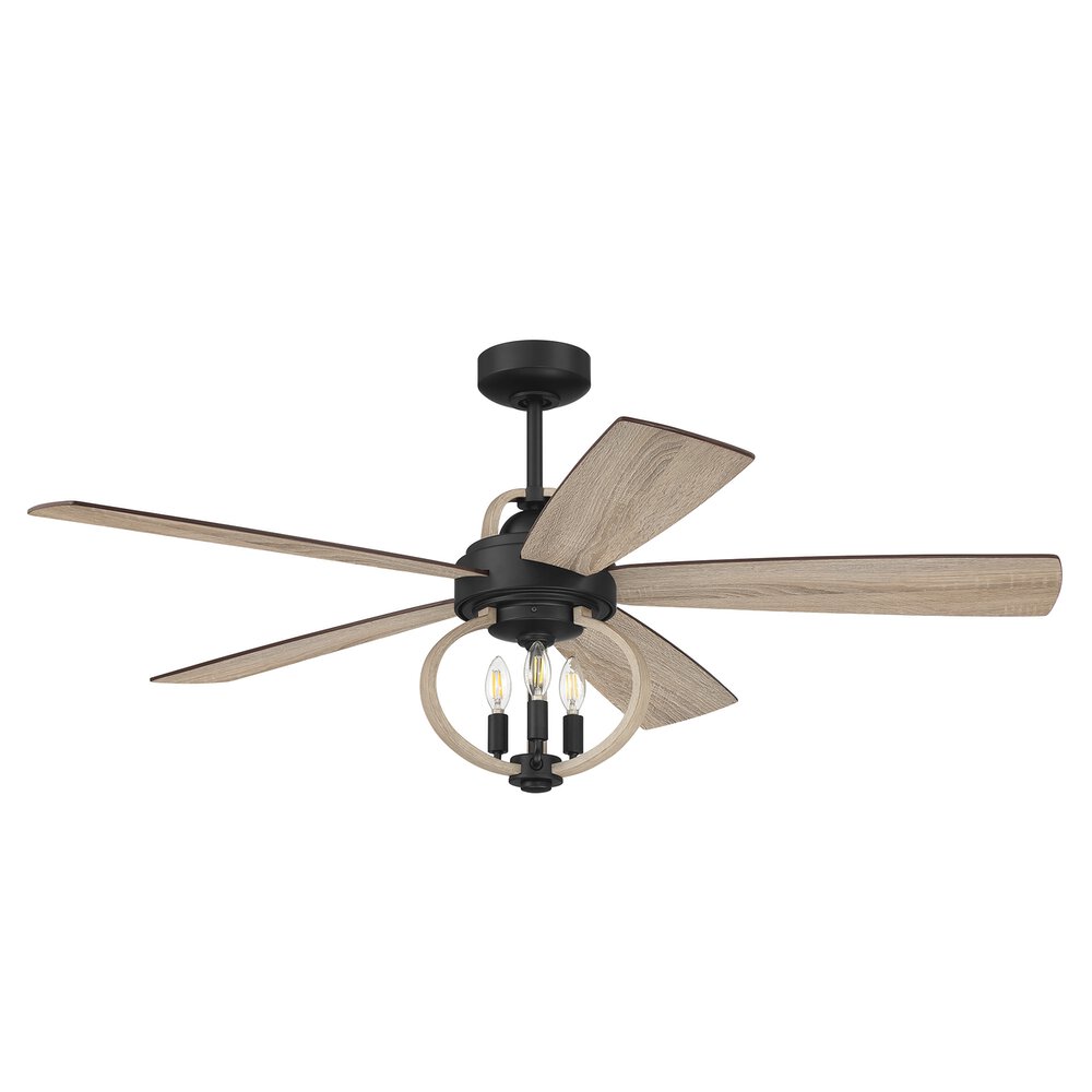 Craftmade 52" Smart Ceiling Fan With Integrated Light Kit Wifi & Remote Control In Flat Black