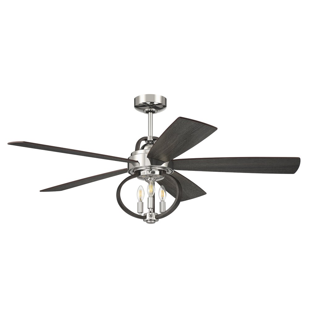 Craftmade 52" Smart Ceiling Fan With Integrated Light Kit Wifi & Remote Control In Polished Nickel