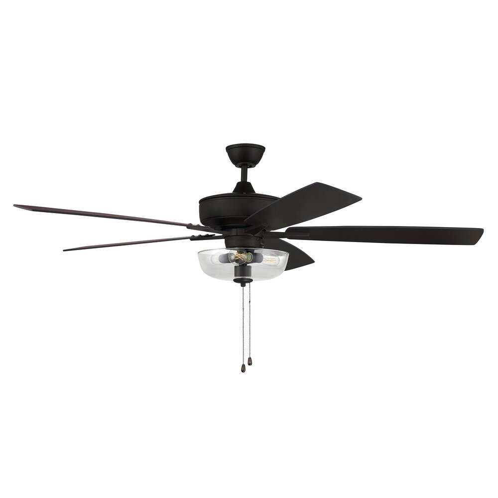 Craftmade 60" Super Pro Fan With Light Kit And Blades In Espresso And Clear Glass