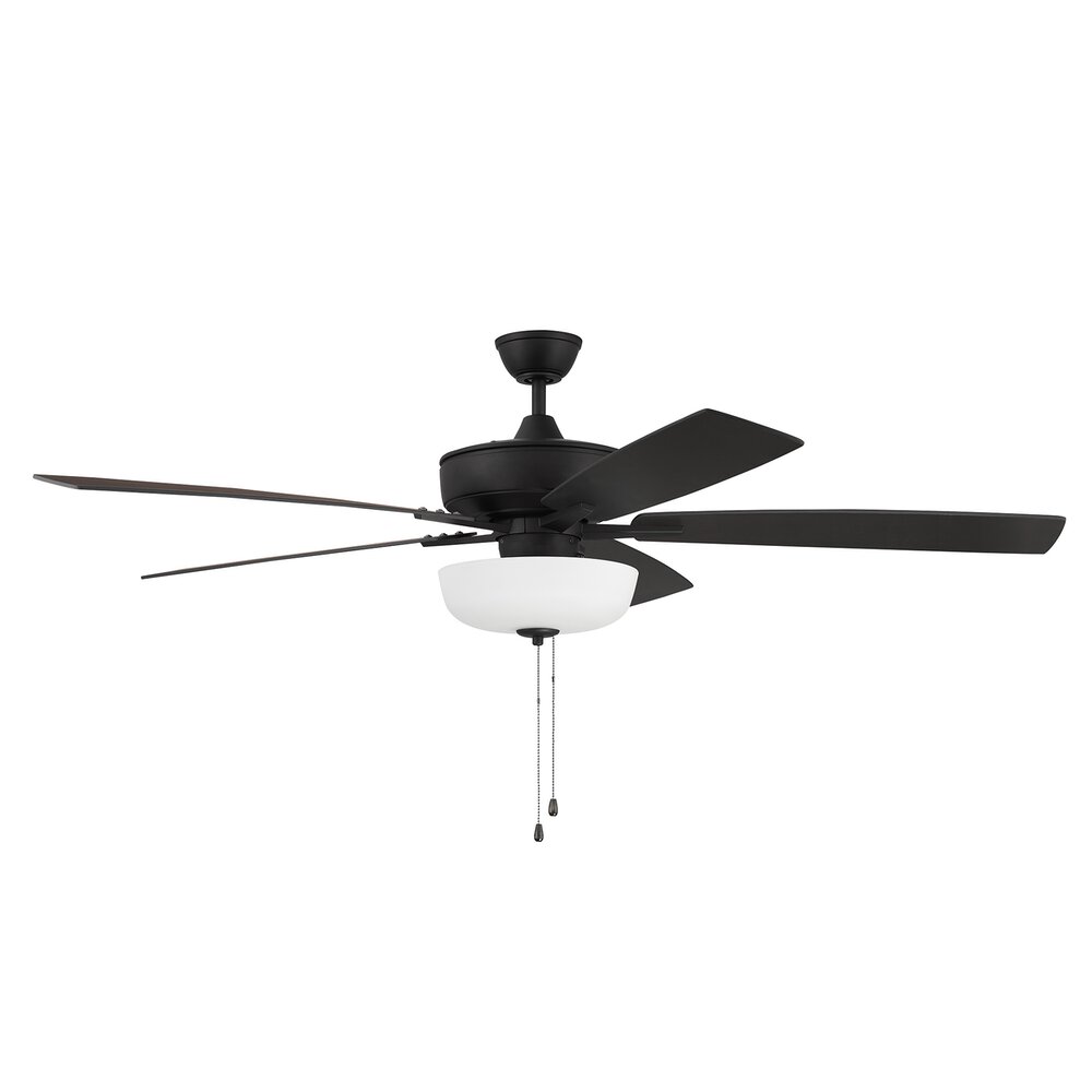 Craftmade 60" Super Pro Fan With Light Kit And Blades In Espresso And Frost White Glass