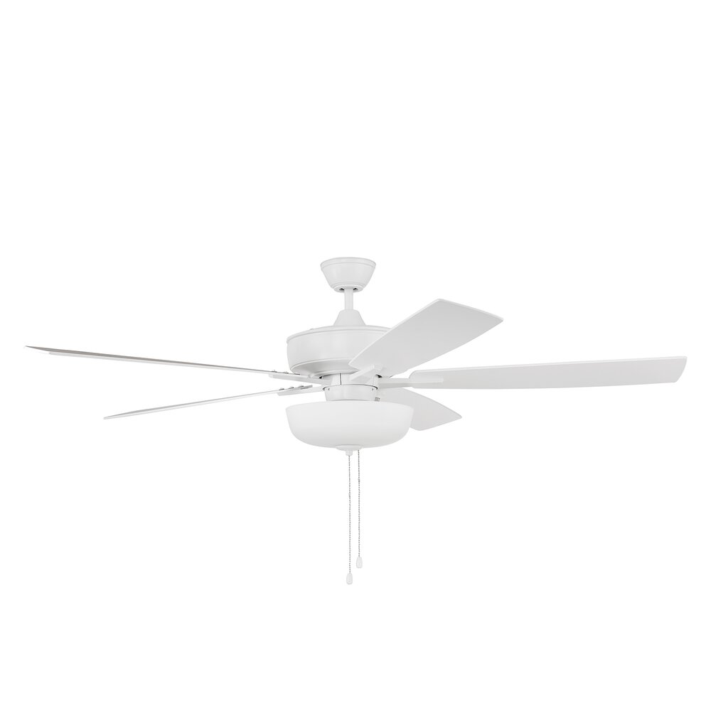 Craftmade 60" Super Pro Fan With Light Kit And Blades In White And Frost White Glass