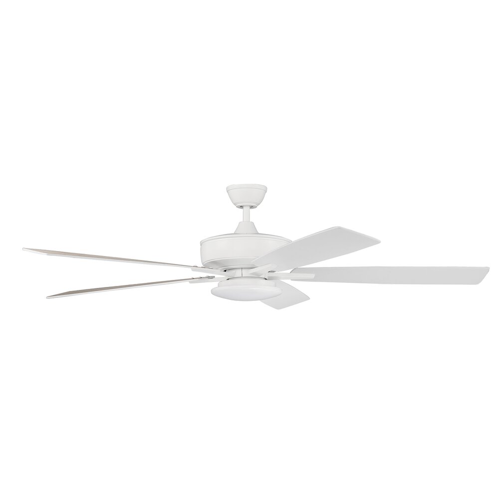 Craftmade 60" Super Pro Fan With Low Profile Light Kit And Blades In White And Frost White Acrylic Fixture