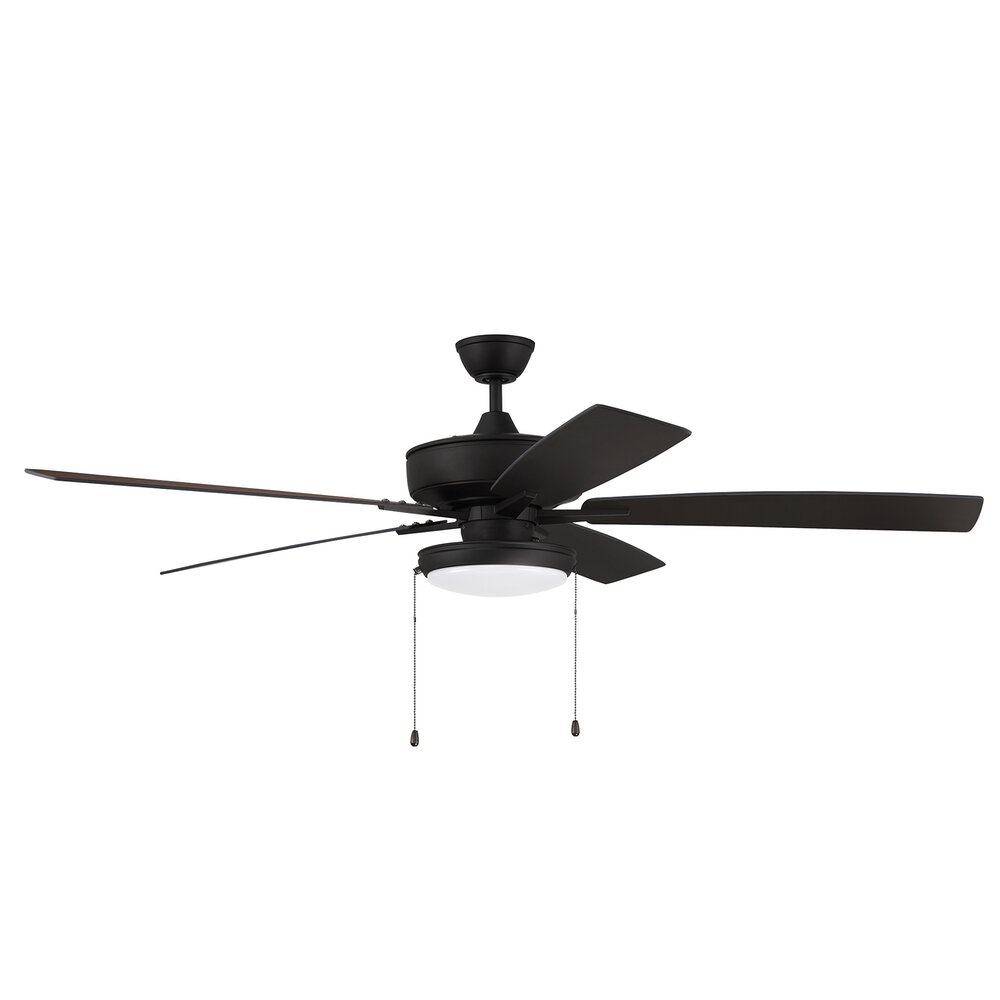 Craftmade 60" Super Pro Fan With Slim Pan Light Kit And Blades In Espresso And Frost White Acrylic Fixture