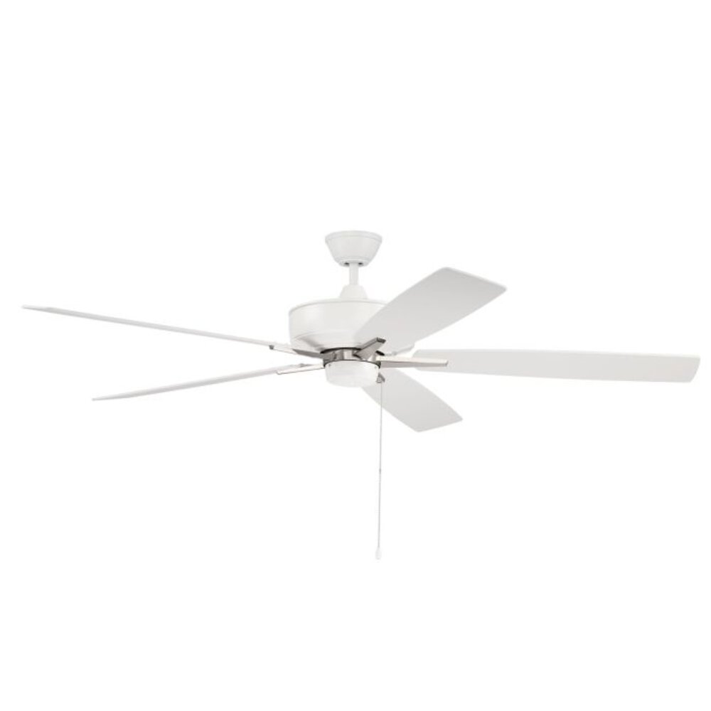 Craftmade 60" Super Pro Ceiling Fan With Blades In White / Polished Nickel
