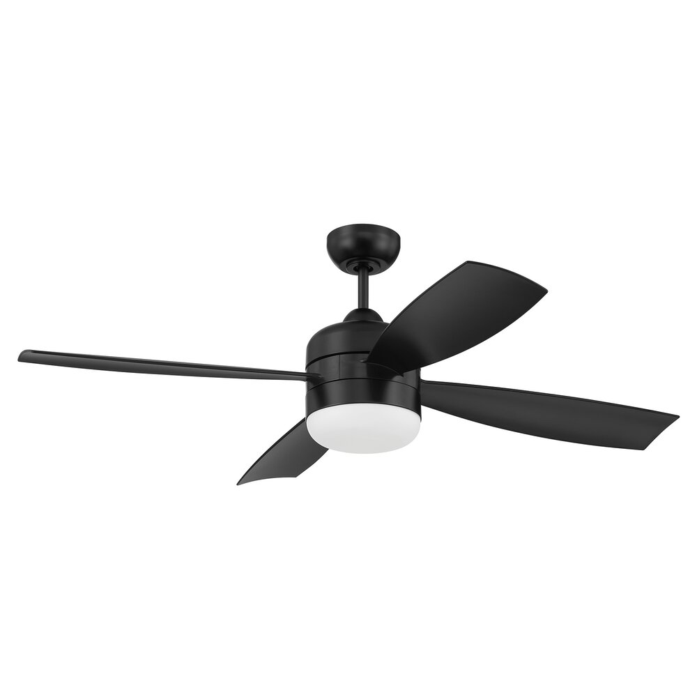 Craftmade 52" Ceiling Fan (Blades Included) In Flat Black And Frost White Acrylic Fixture