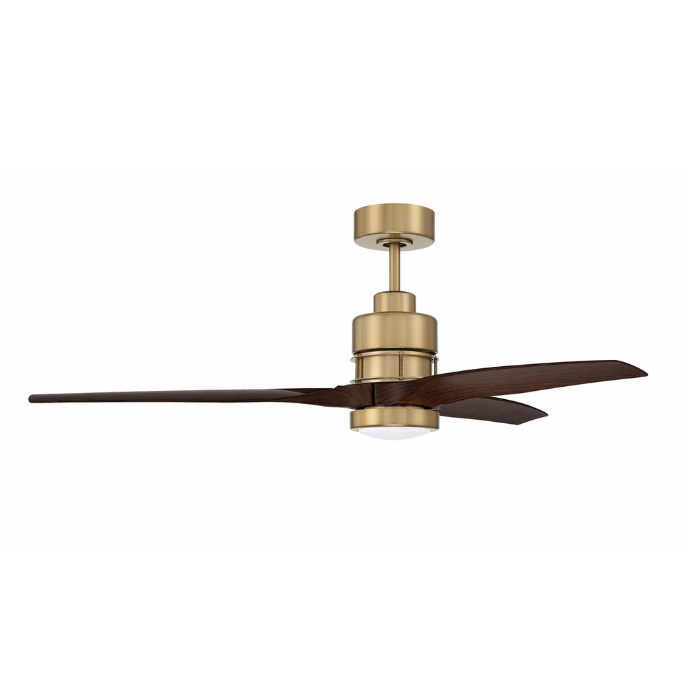 Craftmade 52" Ceiling Fan With Blades Included In Satin Brass And Frost White Acrylic Fixture