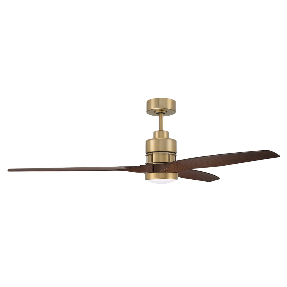 Craftmade 60" Ceiling Fan With Blades Included In Satin Brass And Frost White Acrylic Fixture