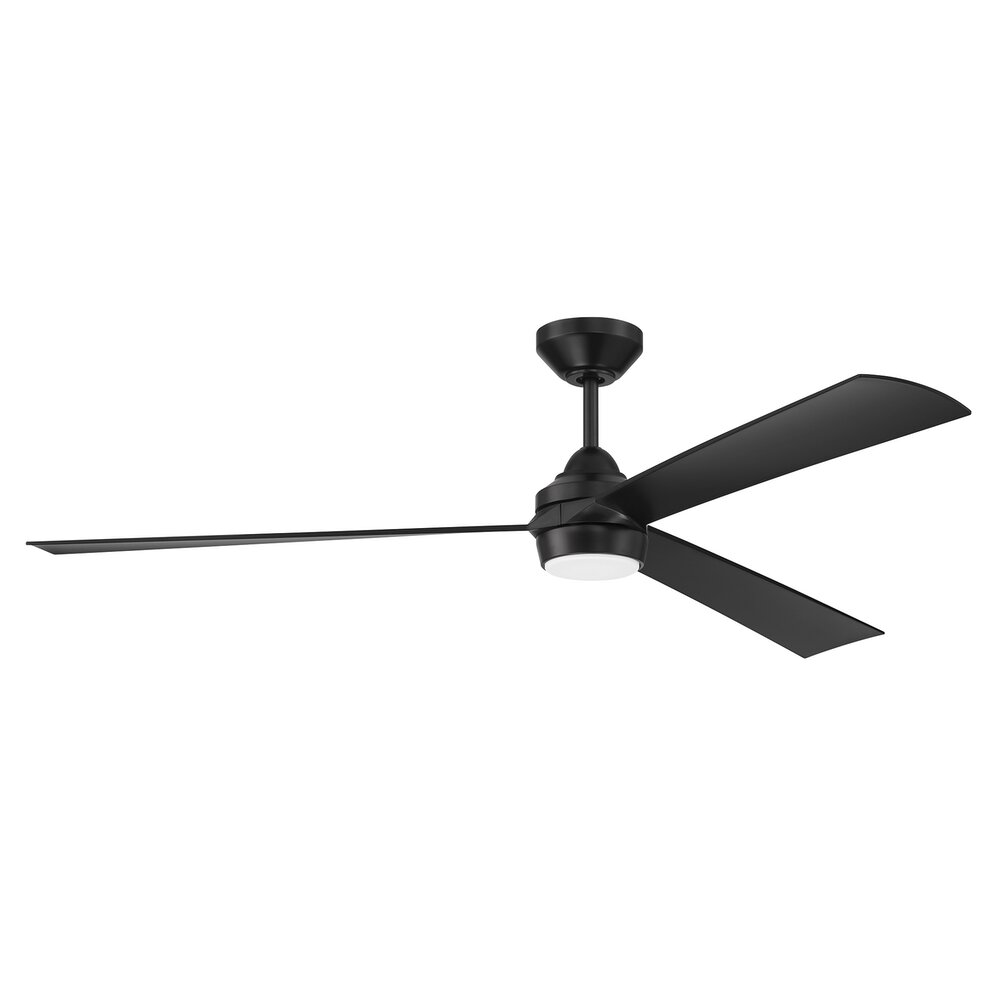 Craftmade 60" Ceiling Fan (Blades Included) In Flat Black And Frost White Acrylic Fixture