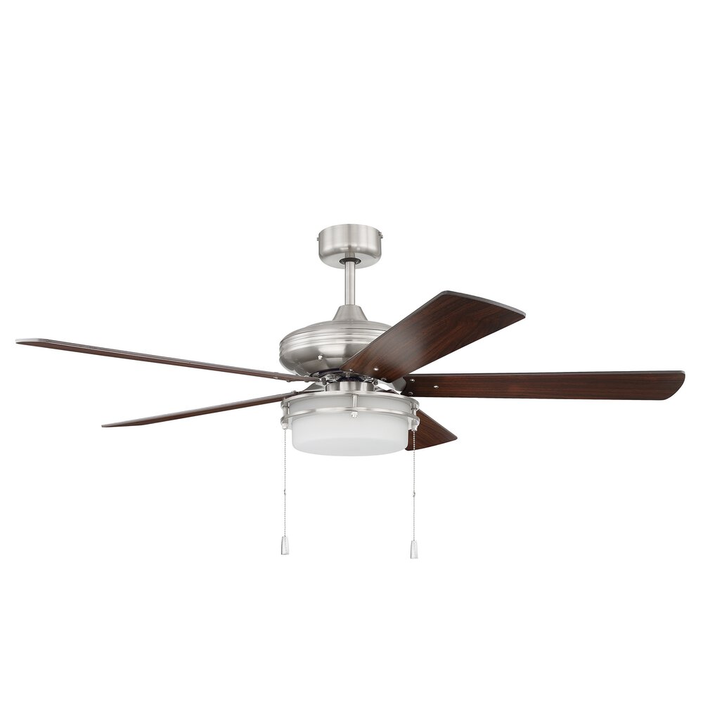 Craftmade 52" Fan In Brushed Polished Nickel And Frost White Glass