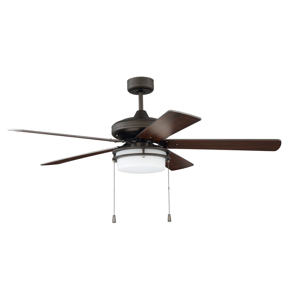 Craftmade 52" Fan In Espresso And Frost White Glass