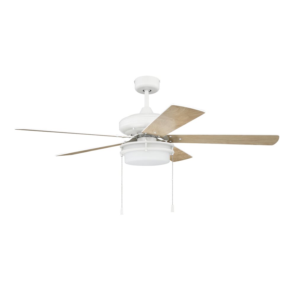 Craftmade 52" Fan In White And Frost White Glass