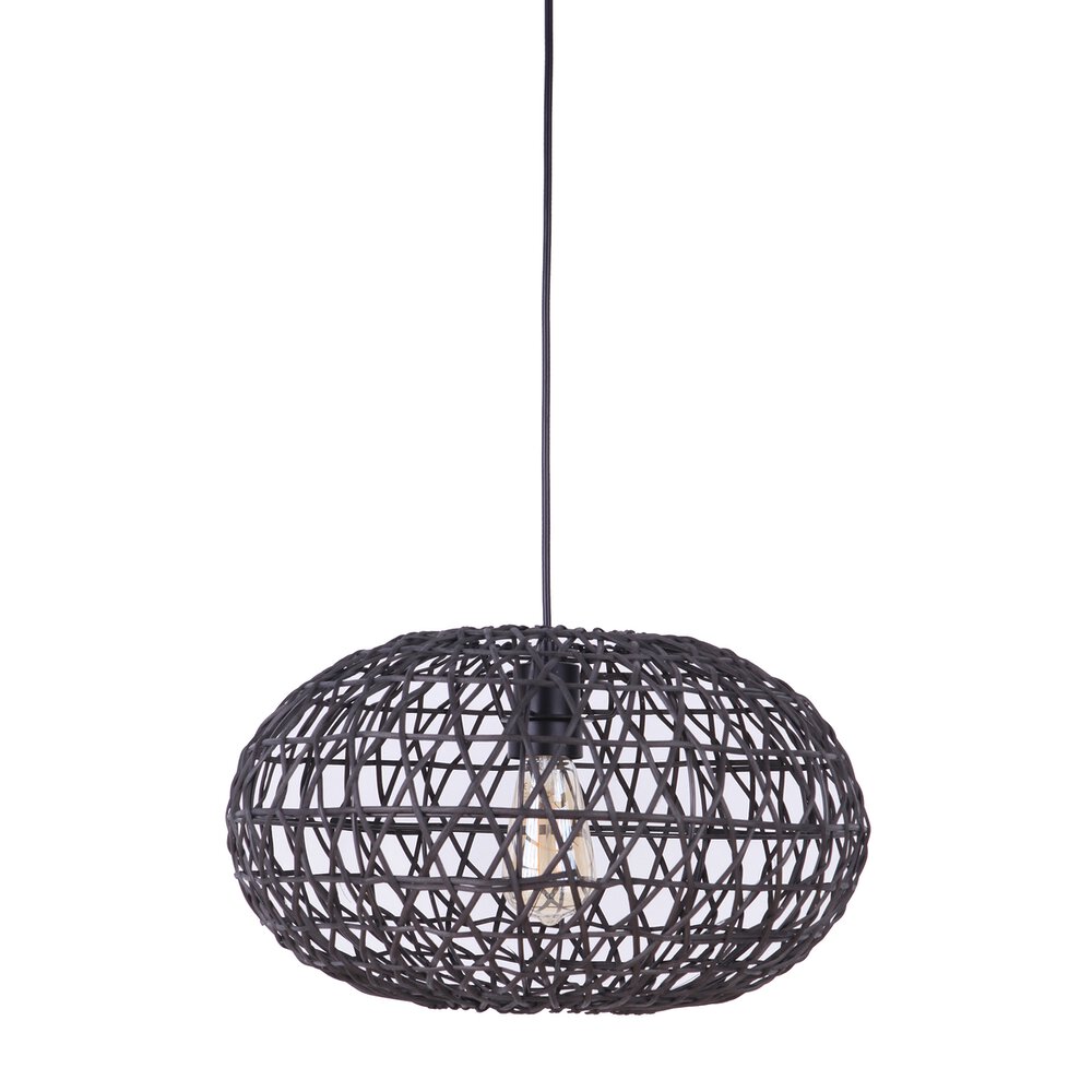 Craftmade Portable Swag Pendant with Rattan Shade in Flat Black