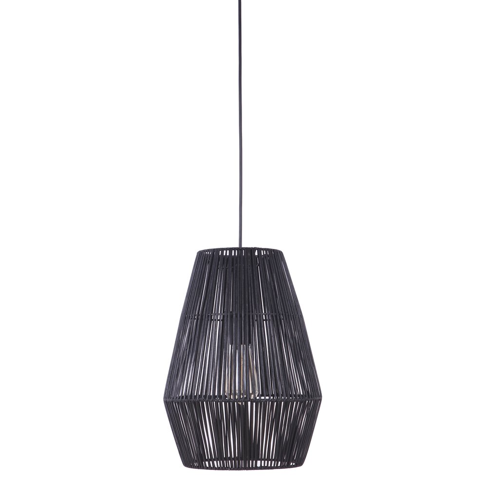 Craftmade Portable Swag Pendant with Rattan Shade in Flat Black
