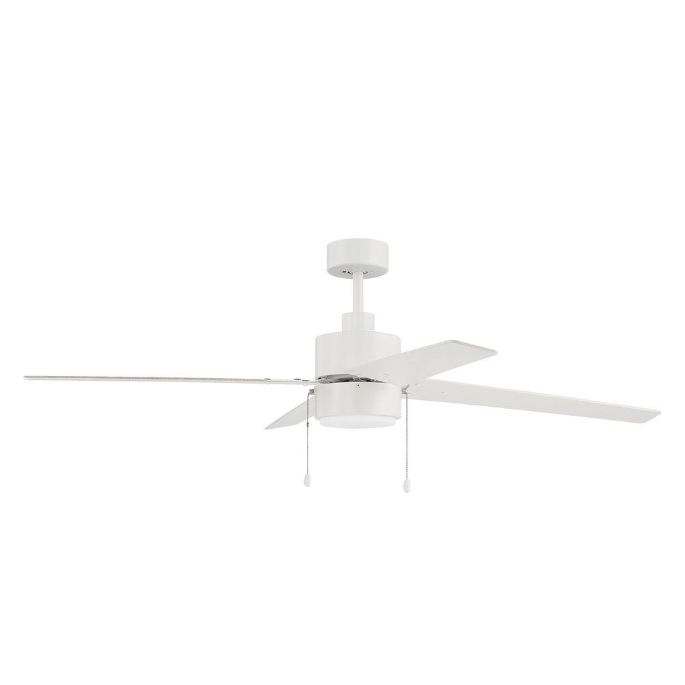 Craftmade 52" Ceiling Fan With Blades Included In White And Frost White Glass