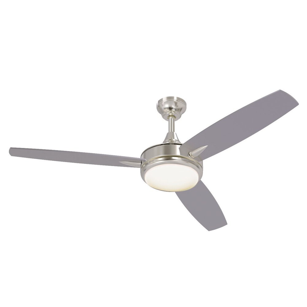 Craftmade 52" Targas Ceiling Fan With Light Kit In Brushed Polished Nickel And Frost White Acrylic Fixture