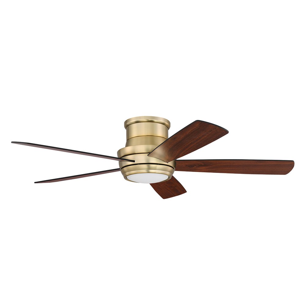 Craftmade 52" Ceiling Fan With Blades And Light Kit In Satin Brass And Frost White Glass