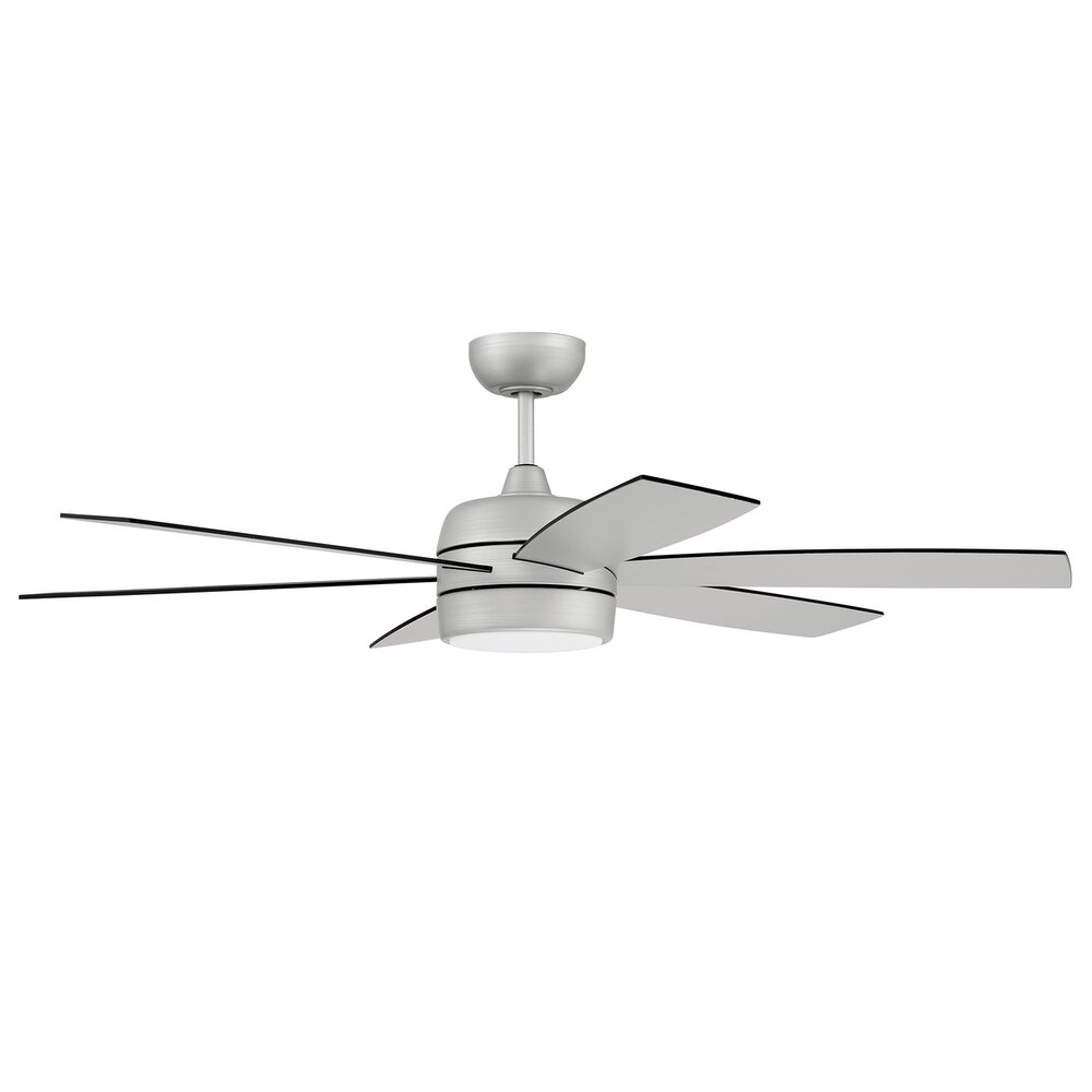 Craftmade 52" Ceiling Fan With Blades And Light Kit In Painted Nickel And Frost White Acrylic Fixture