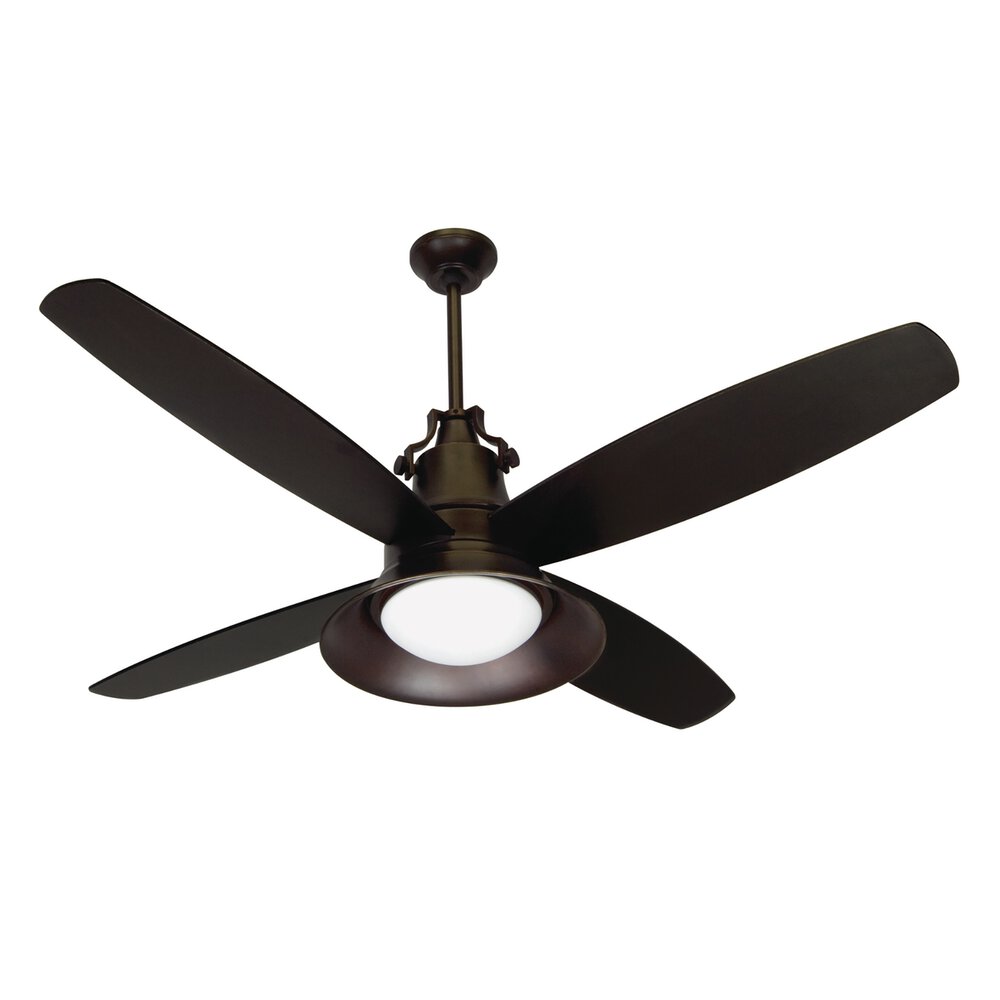 Craftmade 52" Ceiling Fan With Blades And Light Kit In Oiled Bronze Gilded And Frost White Glass