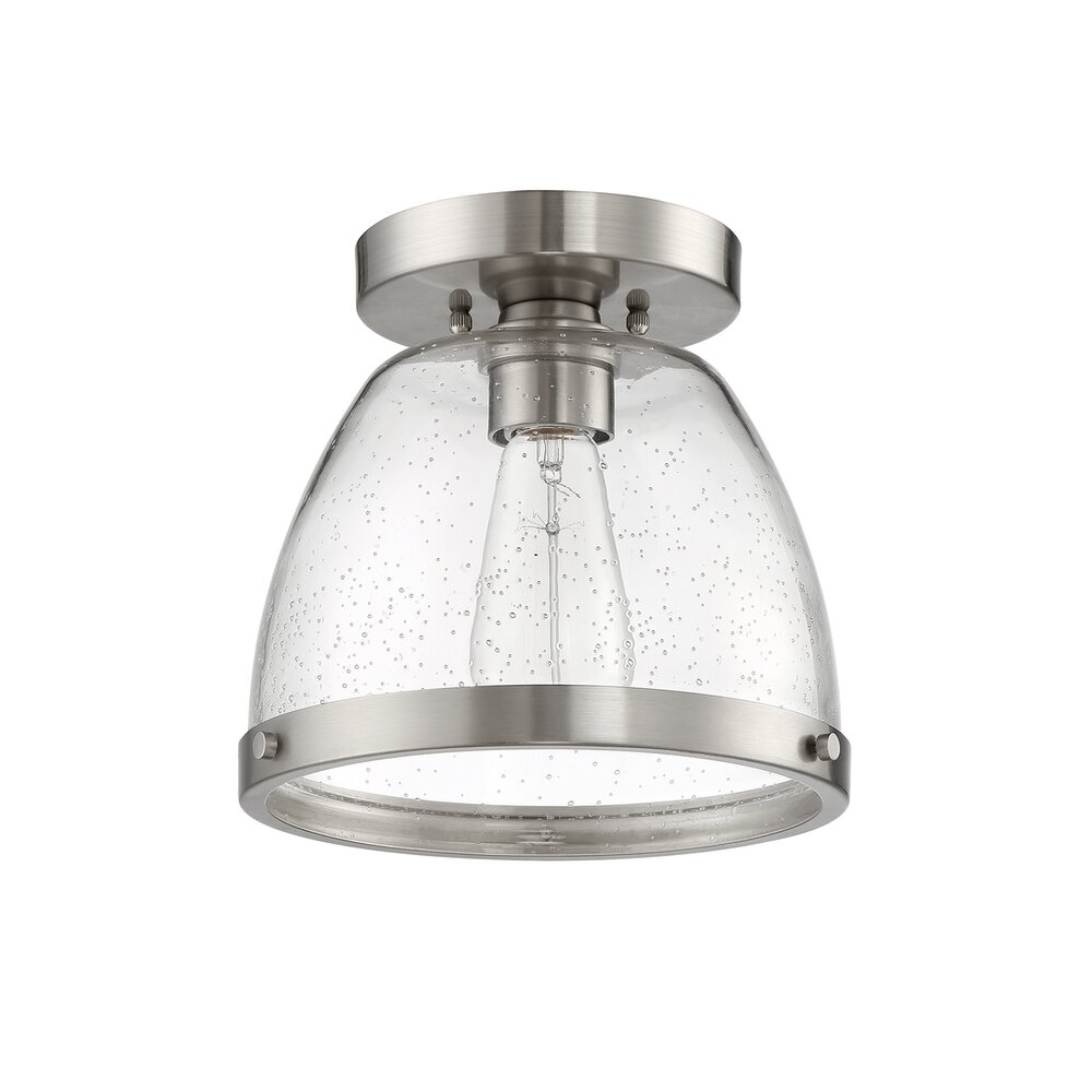 Craftmade 1 Light 7.5" Flushmount In Brushed Polished Nickel And Seeded Glass