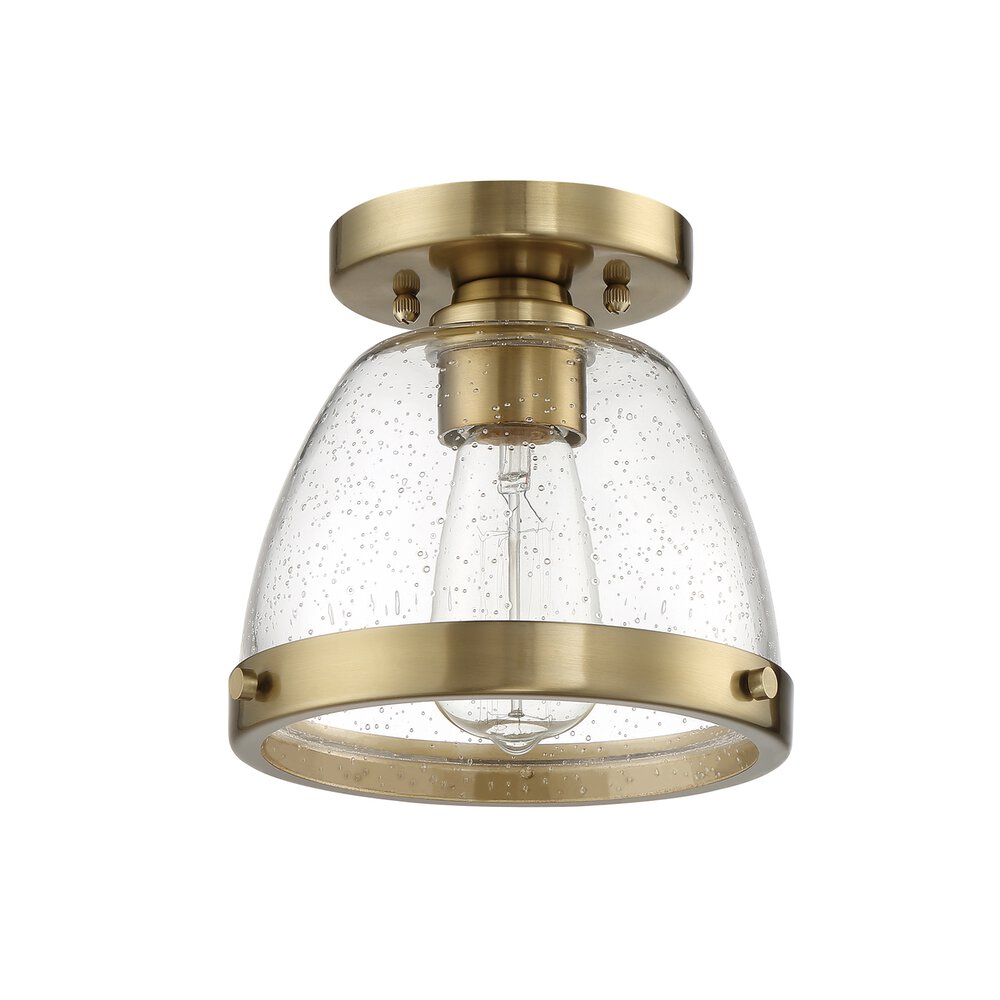 Craftmade 1 Light 7.5" Flushmount In Satin Brass And Seeded Glass