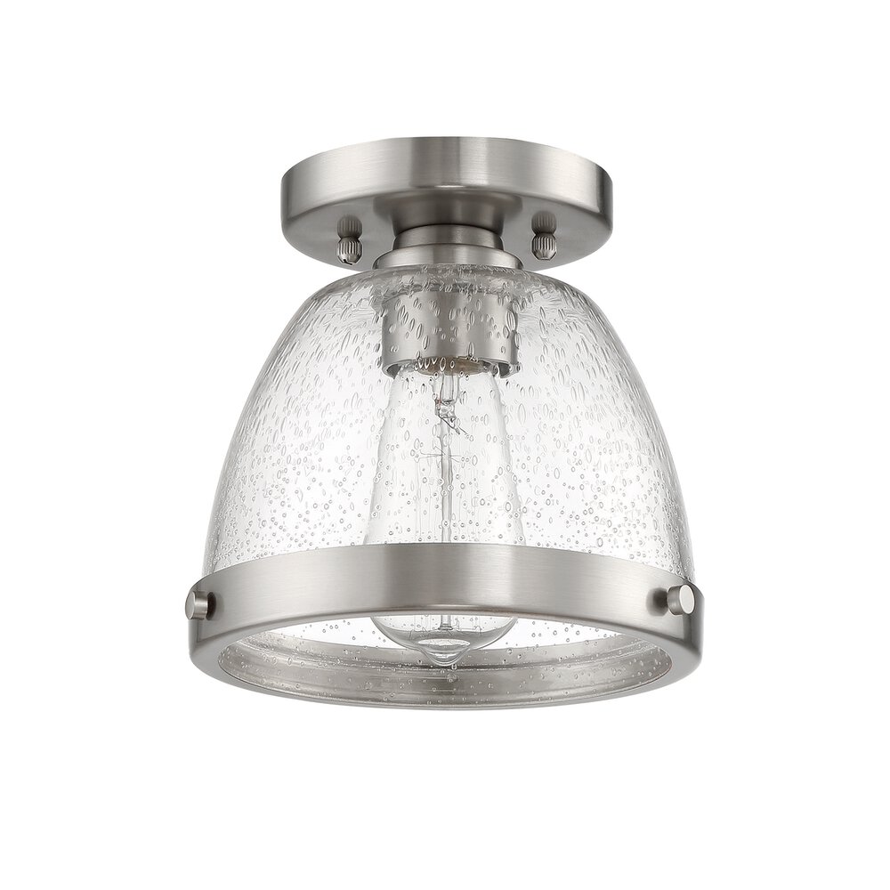 Craftmade 1 Light 9.5" Flushmount In Brushed Polished Nickel And Seeded Glass