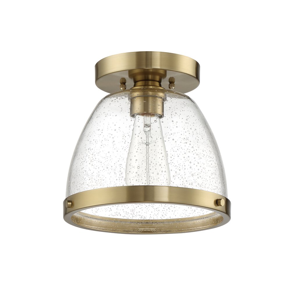 Craftmade 1 Light 9.5" Flushmount In Satin Brass And Seeded Glass
