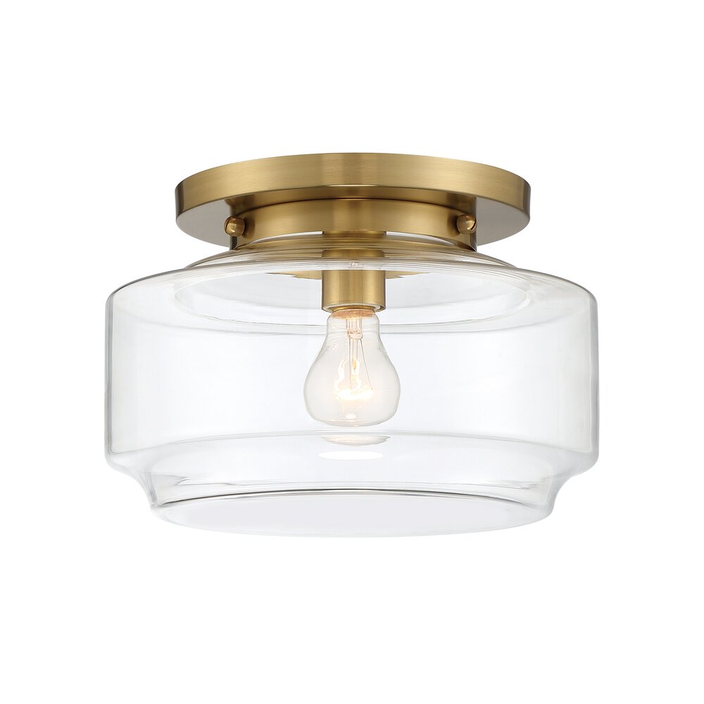 Craftmade 1 Light 12" Flushmount In Satin Brass And Clear Glass