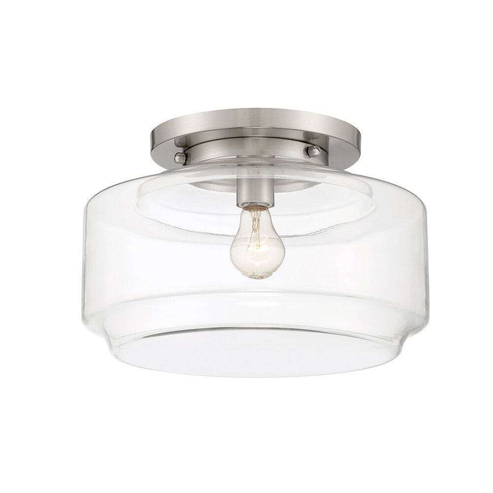 Craftmade 1 Light 14" Flushmount In Brushed Polished Nickel And Clear Glass