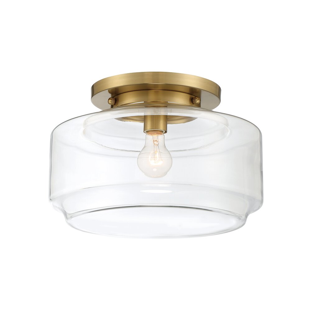 Craftmade 1 Light 14" Flushmount In Satin Brass And Clear Glass