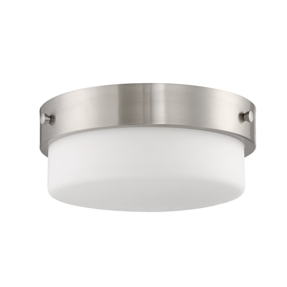 Craftmade 12" 2 Light Flushmount In Brushed Polished Nickel And Frost White Glass