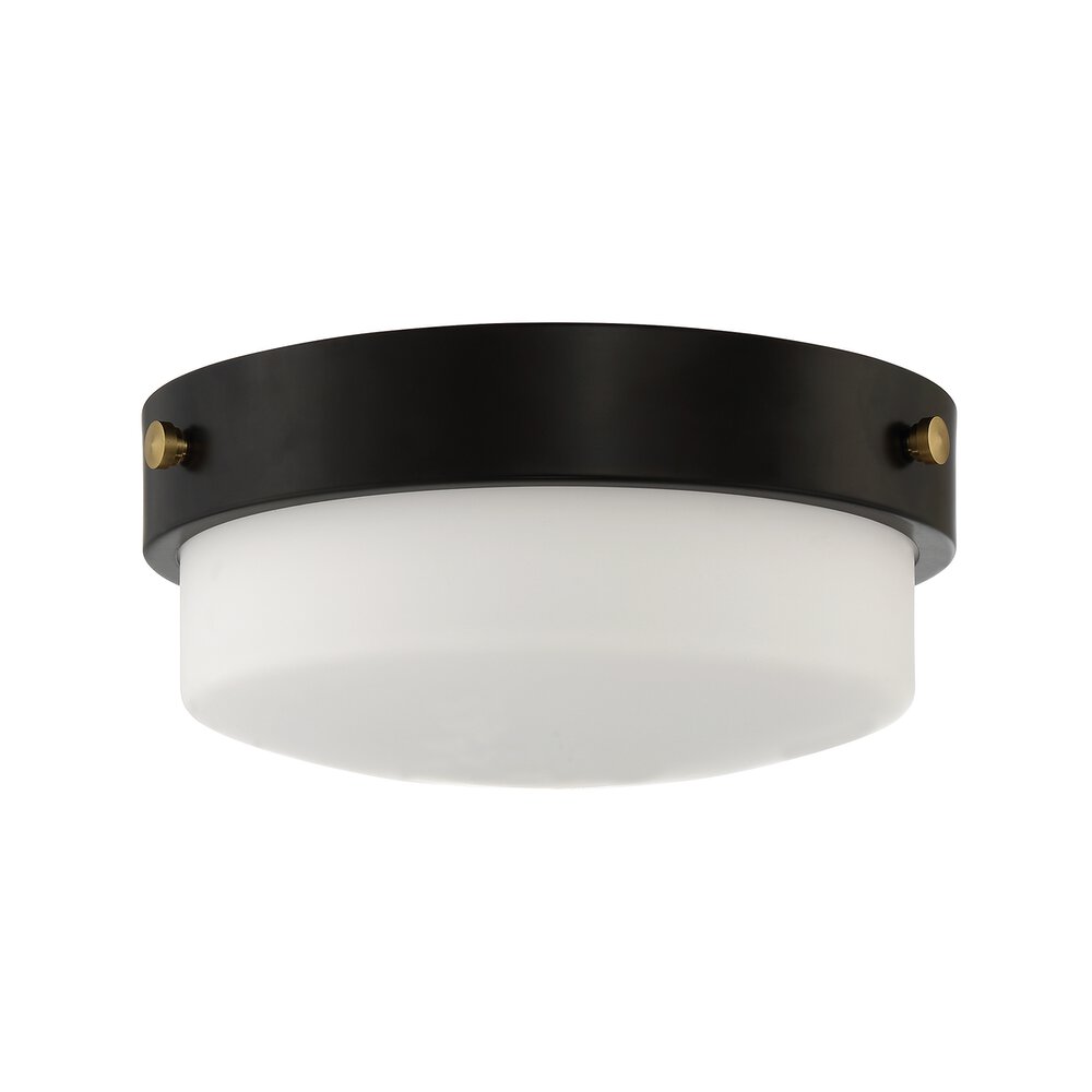 Craftmade 12" 2 Light Flushmount In Flat Black And Frost White Glass