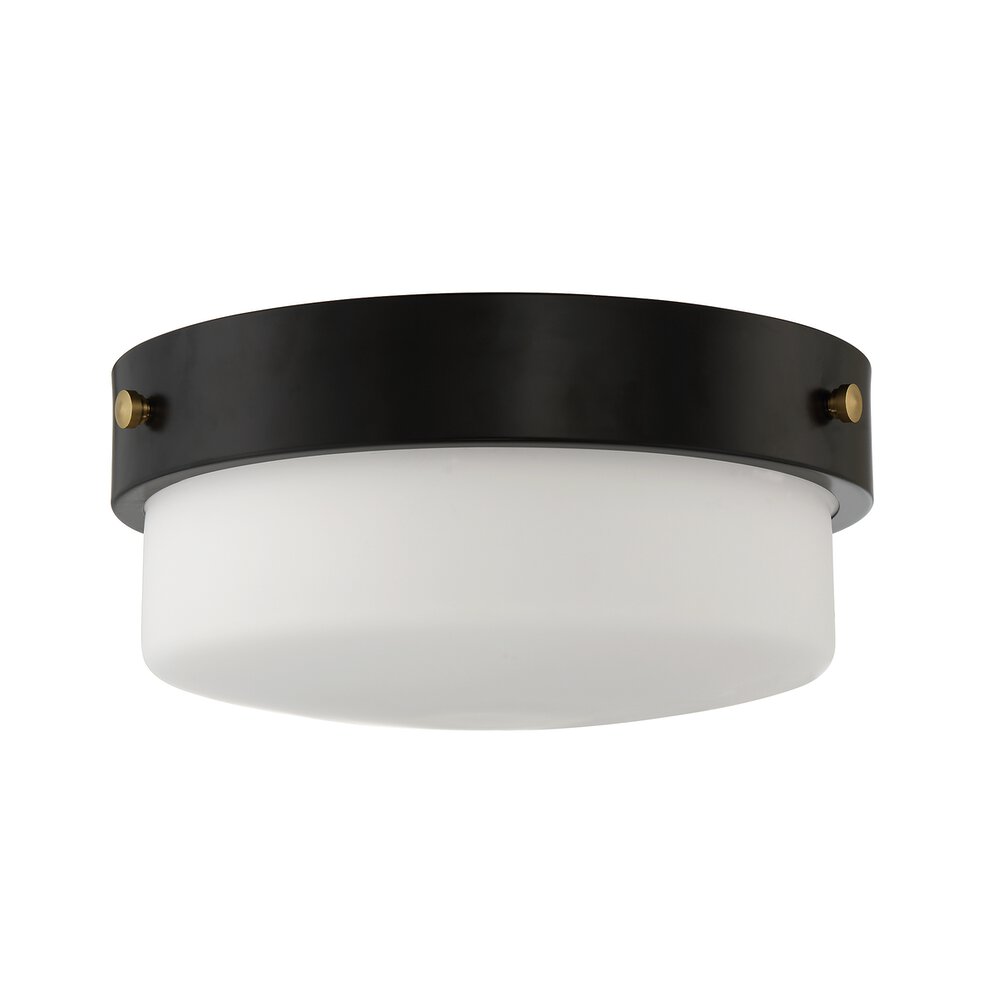Craftmade 13.75" 2 Light Flushmount In Flat Black And Frost White Glass
