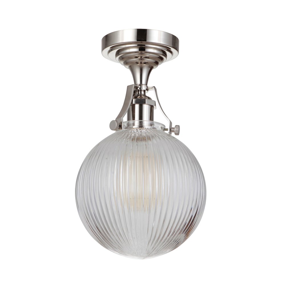 Craftmade 1 Light Semi Flush In Polished Nickel And Clear Glass